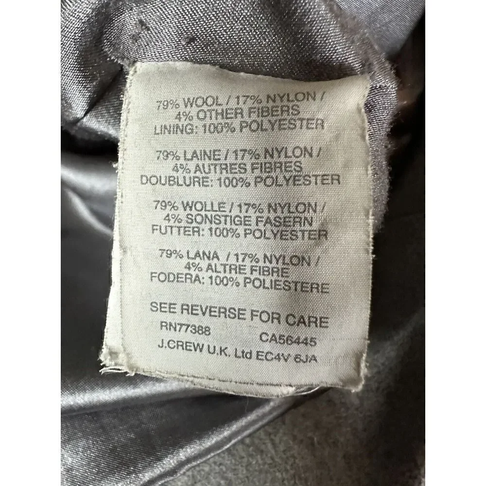 J. Crew Woman Grey Wool Melton Boyfriend Coat A8907 Sz 8 - Picture 10 of 12